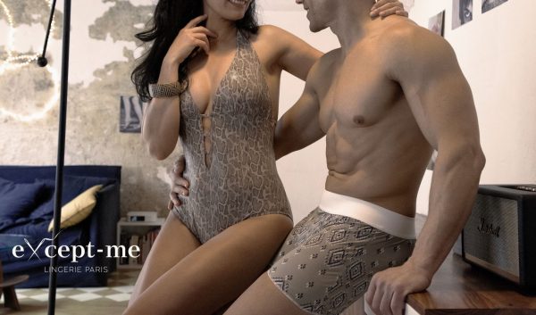Boxer Motif imprimé ETNIK ceinture large ivoire