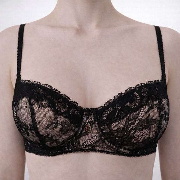 Soutien-Gorge Pin-Up Dentelle Noire & Satin Rose – Glamour à la Française