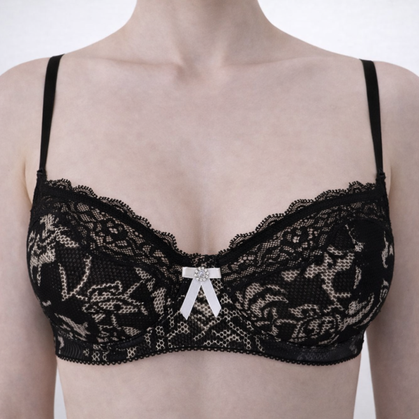 Soutien-Gorge Résille Velours, Or & Dentelle de Calais – L'Éclat Intime du Luxe